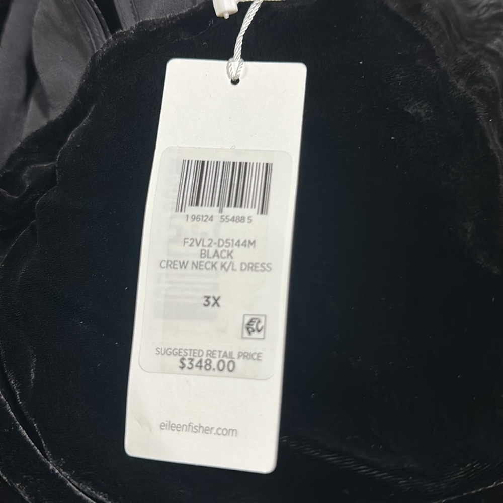 NWT EILEEN FISHER Velvet Crew Neck Dress - Picture 8 of 8